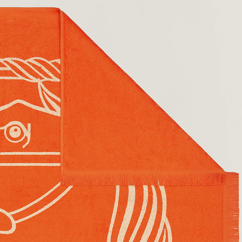 Yachting Tatoo Quadrige beach towel, small model - Orange | Hermès